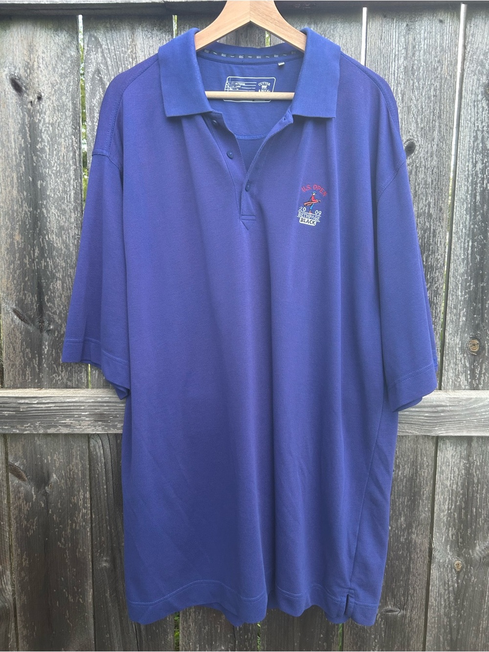 2009 U.S. Open Bethpage Black Golf Polo Shirt XXL Cutter Buck Caddie Blue Tech